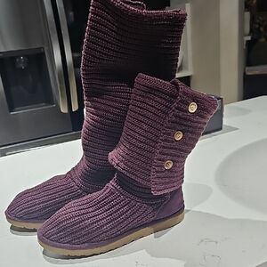 Ugg Women's Knit Button Boots - Purple Size 8